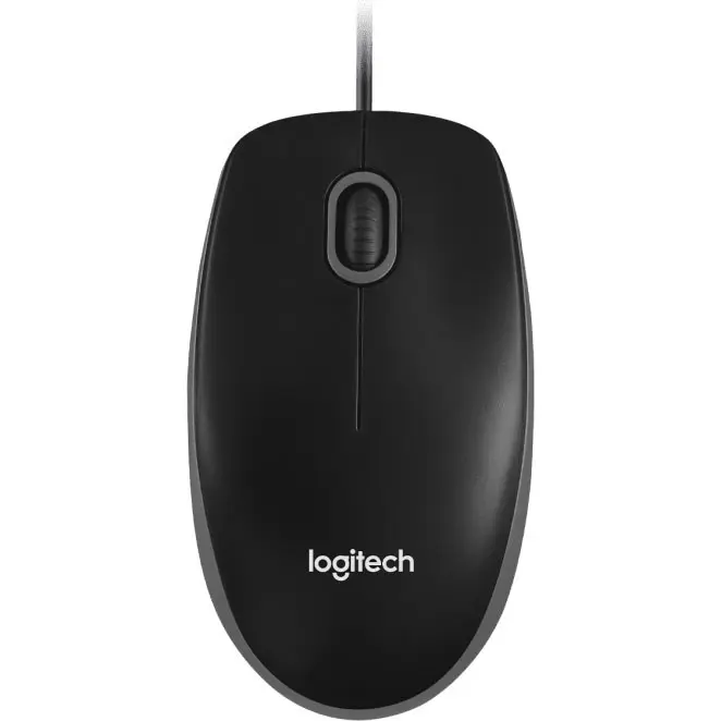 Logitech B100 Optical USB Mouse – 1000 DPI, Ambidextrous, Plug & Play