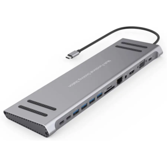 ONTEN USB-C Docking Station 13-in-1 HDMI VGA PD 3.0 with 4 USB Ports, Dual USB-C & Ethernet (OTN-9199A)