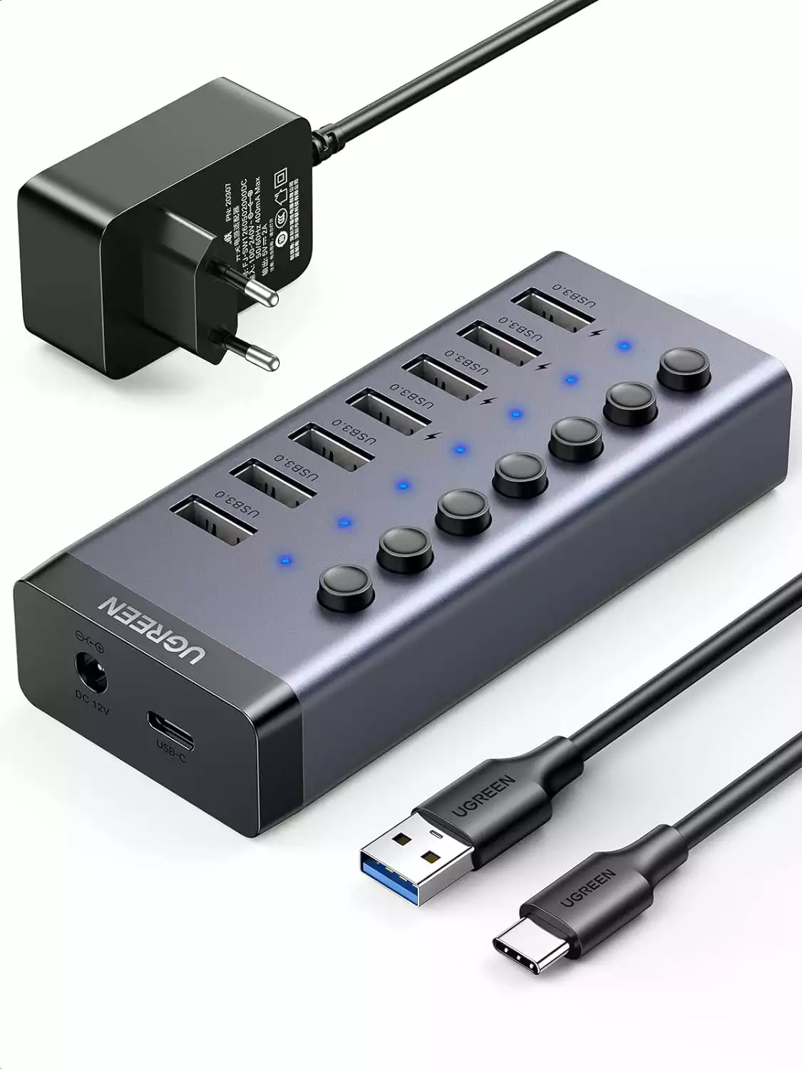 Ugreen 7-Port USB 3.0 Hub (EU) with Independent Switch – High-Speed Data Transfer - Image 2