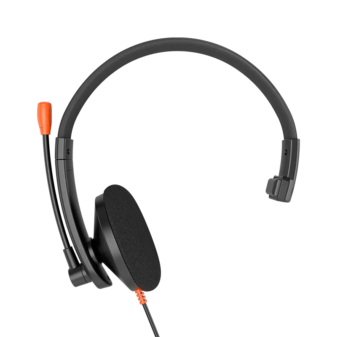 Meetion HP002 single-ear telephone headset with 3.5mm jack, adjustable mic and lightweight mono design for office use