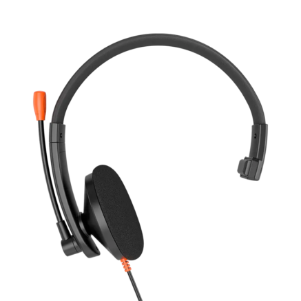 Meetion HP002 single-ear telephone headset with 3.5mm jack, adjustable mic and lightweight mono design for office use