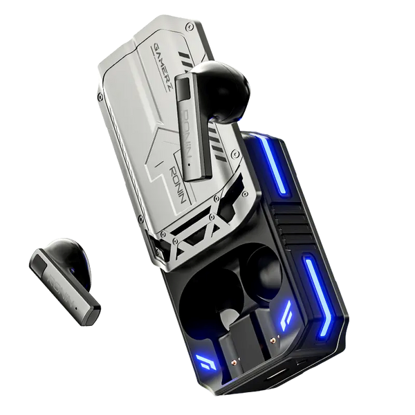 Ronin R-7035 gaming earbuds with RGB lights, charging case, Bluetooth connectivity and low latency mode, best price in Pakistan.