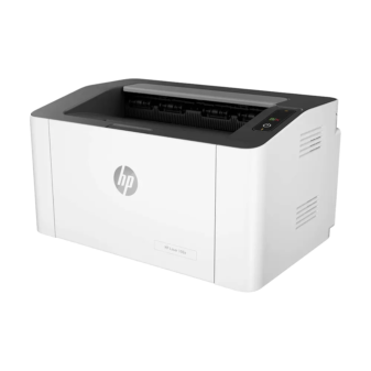 HP LaserJet 108a black and white laser printer compact design front view