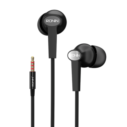 Ronin R-29 Handsfree high quality wired earphones with clear sound and comfortable fit black color