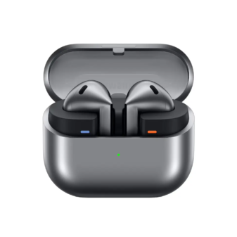 Samsung Galaxy Buds 3 AI wireless earbuds silver with charging case, ANC, Bluetooth 5.4 and premium sound, best price in Pakistan.