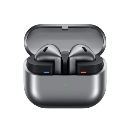 Samsung Galaxy Buds 3 AI wireless earbuds silver with charging case, ANC, Bluetooth 5.4 and premium sound, best price in Pakistan.